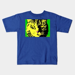 ANGRY CAT POP ART - YELLOW BLACK GREEN Kids T-Shirt